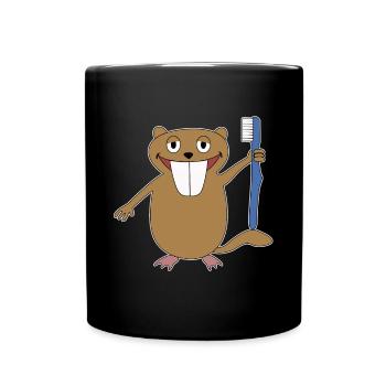 Brosse à dents brosse à dents enfants cadeau cadeau de castor - Mug uni - noir - Devant