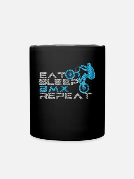 Eat Sleep BMX Repeat funny saying bike - Full Colour Mug - black