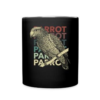 alter Stil Papagei Design Geschenk - Tasse einfarbig - Schwarz - Vorne