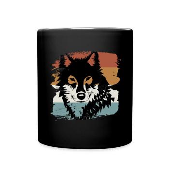 Wolf design for wolf and animal lovers - Full Colour Mug - black - Front