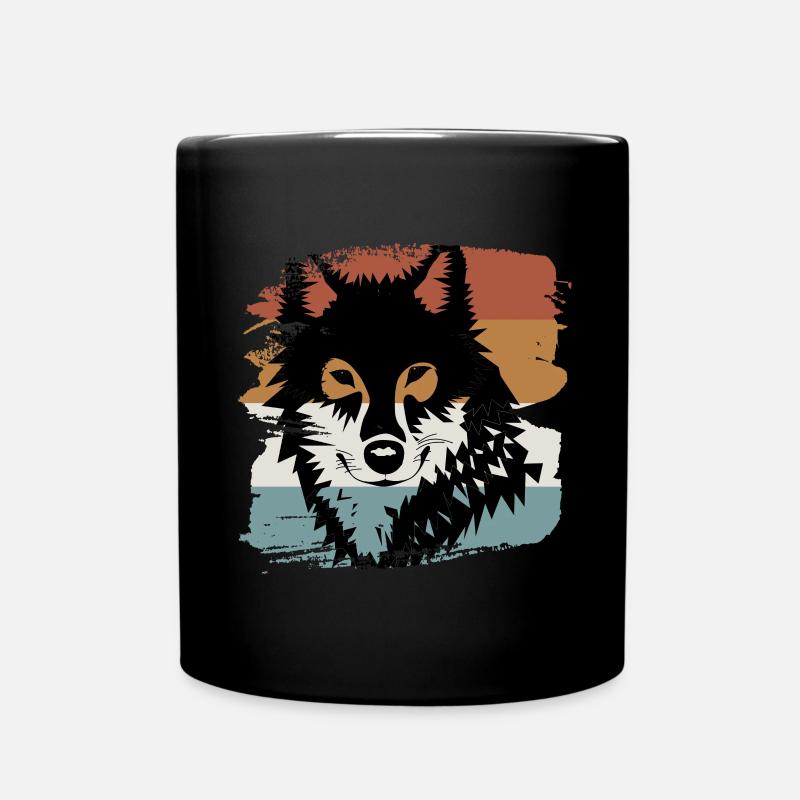 Wolf Design für Wolf und Tier Liebhaber - Tasse einfarbig - Schwarz