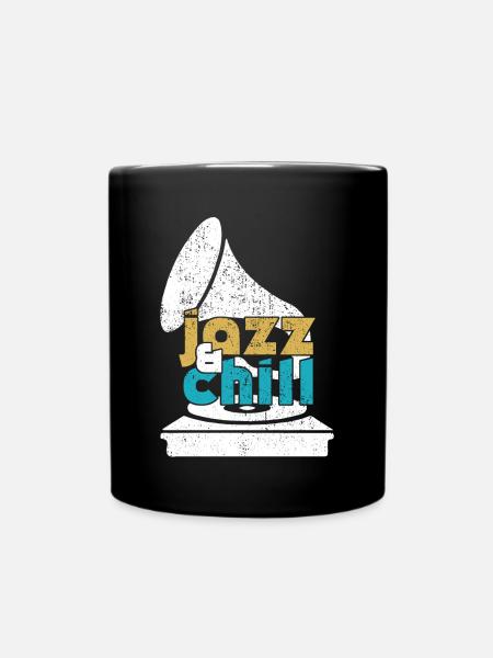 Jazz & Chill funny saying Teens Christmas - Full Colour Mug - black