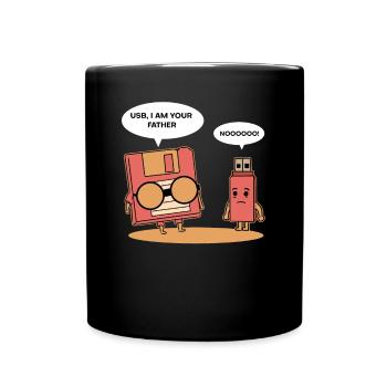 Lustig USB Diskette Kassette 80er - Tasse einfarbig - Schwarz - Vorne