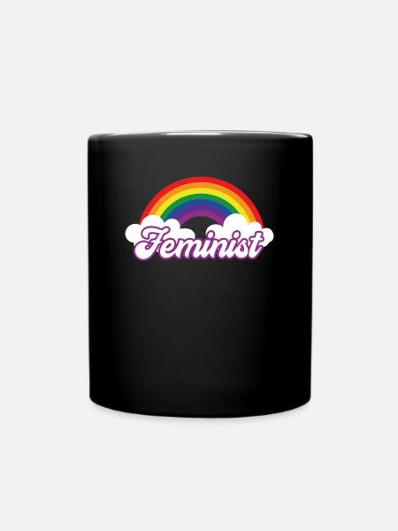 Feminism Feminist Rainbow Political Retro Women - Tasse einfarbig - Schwarz