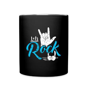 Let's rock birthday kids gift music - Full Colour Mug - black - Front
