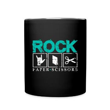 Rock Paper Scissors funny saying gift - Full Colour Mug - black - Front