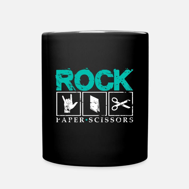 Rock Paper Scissors lustiger Spruch Geschenk - Tasse einfarbig - Schwarz