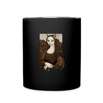 Katzen Mona Lisa Geschenk - Tasse einfarbig - Schwarz - Vorne
