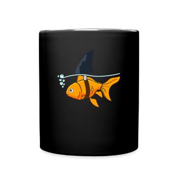 Goldfish Shark - Goldfisch mit Haiflosse - Tasse einfarbig - Schwarz - Vorne