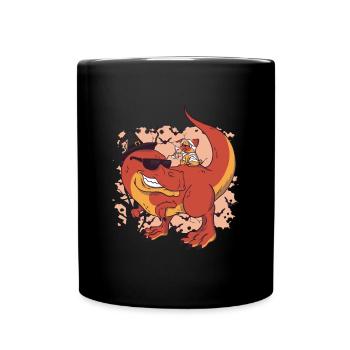 carlin sur dinosaure halloween - Mug uni - noir - Devant