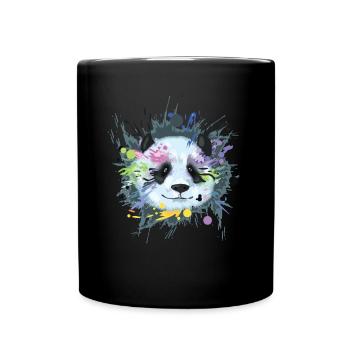 Panda head watercolor splatter art - Full Colour Mug - black - Front
