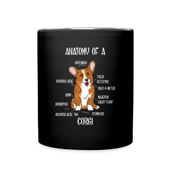 Funny Welsh Corgi anatomy dog motif - Full Colour Mug - black - Front