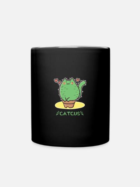 Cactus cat - Full Colour Mug - black