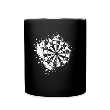 Dartscheibe - Dart board - Geschenkidee - Tasse einfarbig - Schwarz - Vorne