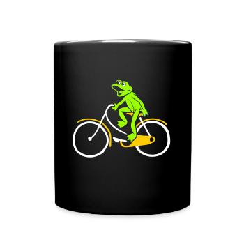 La grenouille monte un cadeau de vélo - Mug uni - noir - Devant