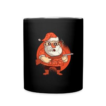 Santa le chasseur, Noël, père Noël - Mug uni - noir - Devant