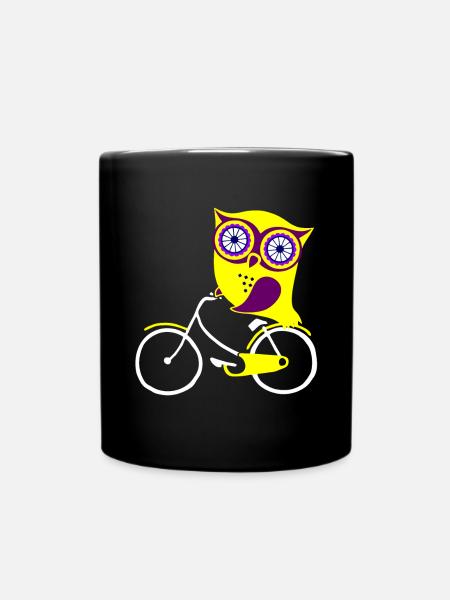Eule Eulen Geschenk Rad Fahrrad Bike - Tasse einfarbig - Schwarz