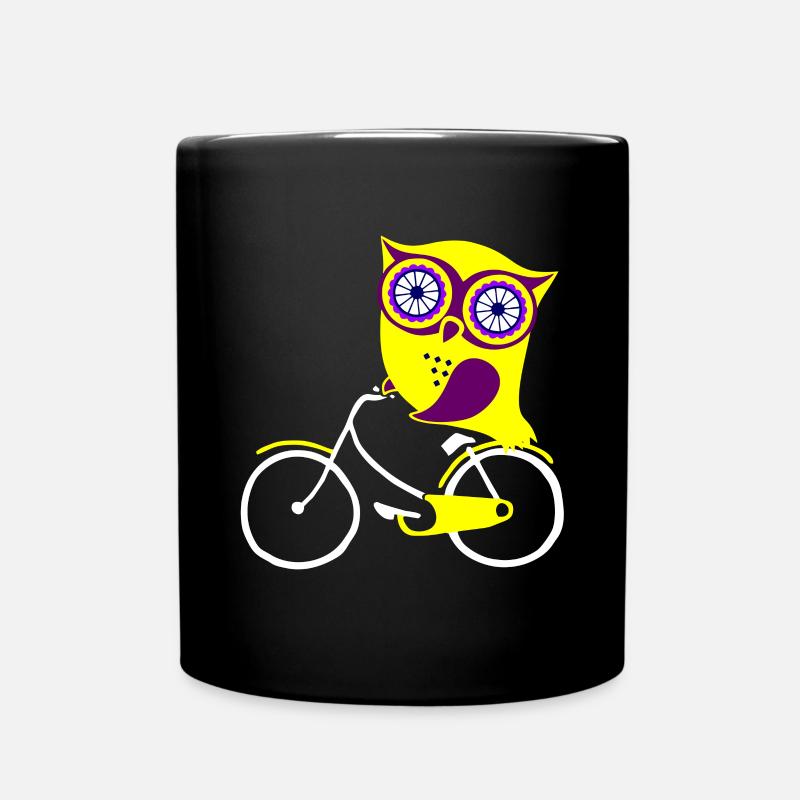 Eule Eulen Geschenk Rad Fahrrad Bike - Tasse einfarbig - Schwarz