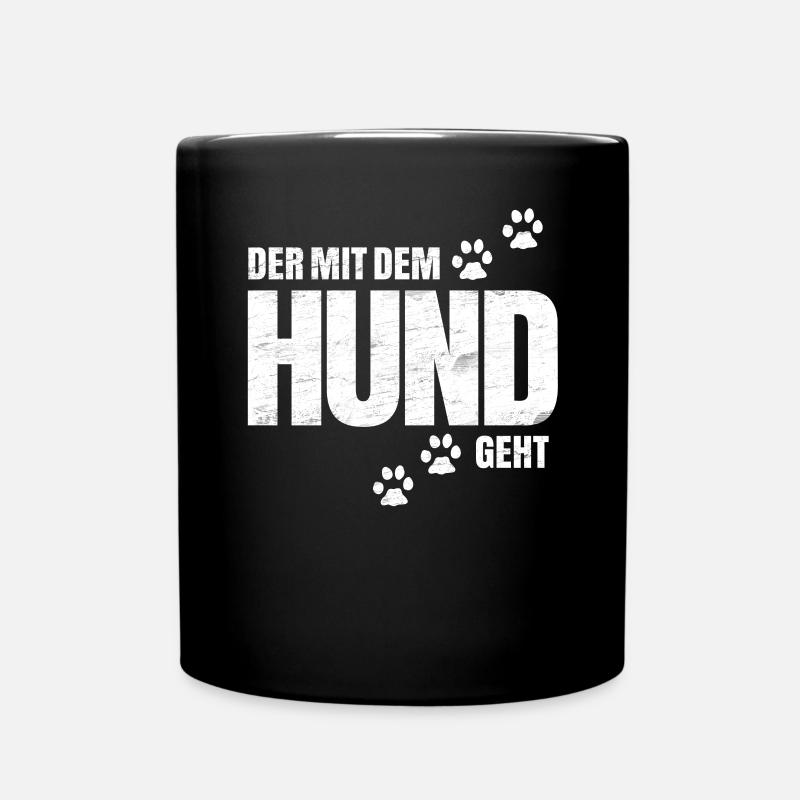 Der mit dem Hund geht, Hundepfote - Tasse einfarbig - Schwarz