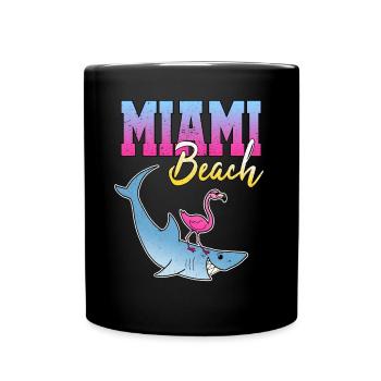 Cadeau de vacances à la plage de Miami Beach Hai Flamingo - Mug uni - noir - Devant
