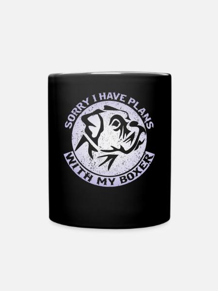 Désolé j'ai des plans avec mon chien Bulldog Boxer - Mug uni - noir
