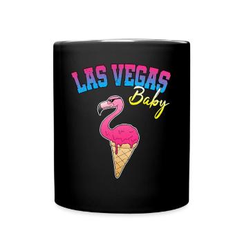 Las Vegas Flamingo Eis Eiscreme Nachtleben Lustig - Tasse einfarbig - Schwarz - Vorne