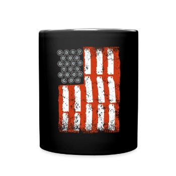 Trucker Truck USA America Flag Car - Full Colour Mug - black - Front