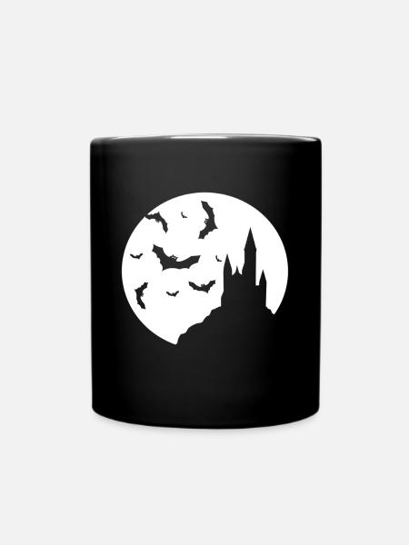 Full moon night in Dracula castle - Full Colour Mug - black