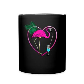 Flamingo Cocktail - Tasse einfarbig - Schwarz - Vorne