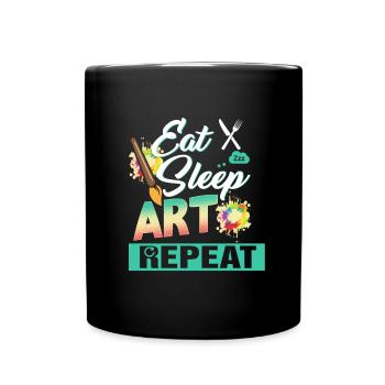 Mangez sommeil Art Répétez - Mug uni - noir - Devant