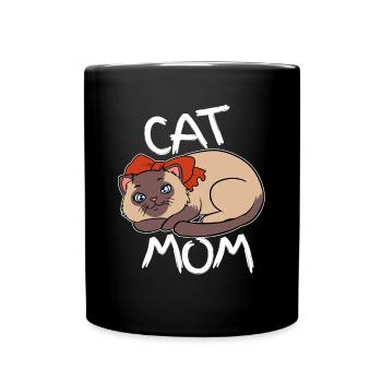 Miezekatze Katze Mama Kätzchen Liebhaber Kater - Tasse einfarbig - Schwarz - Vorne
