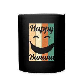 Vintage Happy Banana grunge - Full Colour Mug - black - Front