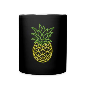 Ananas - Neon Hawaiian Pineapple Retro 80er Style - Tasse einfarbig - Schwarz - Vorne