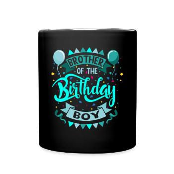 Bruder des Geburtstags Jungen - Tasse einfarbig - Schwarz - Vorne