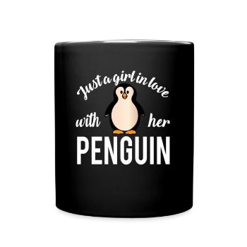 Mädchen Pinguin Liebe Girl Love her Penguin - Tasse einfarbig - Schwarz - Vorne