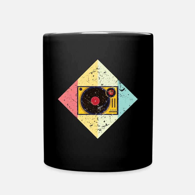 Plattenspieler Oldschool - Tasse einfarbig - Schwarz