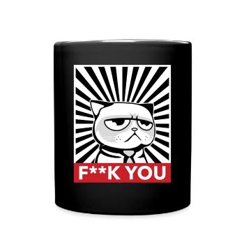 F**K YOU CAT - Tasse einfarbig - Schwarz - Vorne