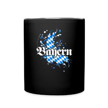 Bayern, Bayern Flagge, blau weiß, - Tasse einfarbig - Schwarz - Vorne