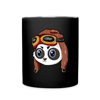Panda Pilot Aviator Cap - Full Colour Mug - black - Front