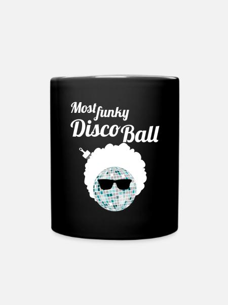 Funky Disco Ball Afro Lunettes Afro Comb Party Shirt - Mug uni - noir