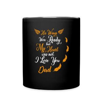 Vater verstorben Trauer Liebe Engel T-Shirt Feder - Tasse einfarbig - Schwarz - Vorne