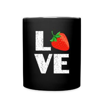 Erdbeeren - Tasse einfarbig - Schwarz - Vorne