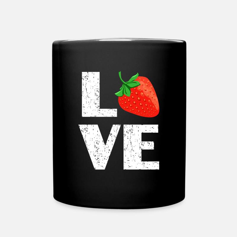 Erdbeeren - Tasse einfarbig - Schwarz