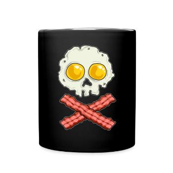 Oeufs avec bacon skull crâne petit-déjeuner squelette - Mug uni - noir - Devant