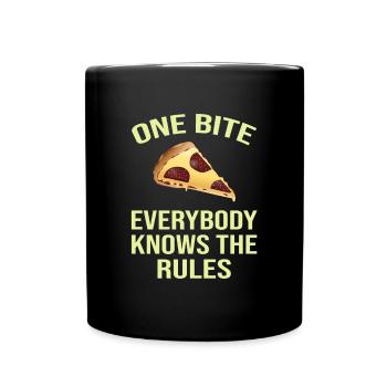 one bite pizza everybody knows the rules - Full Colour Mug - black - Front