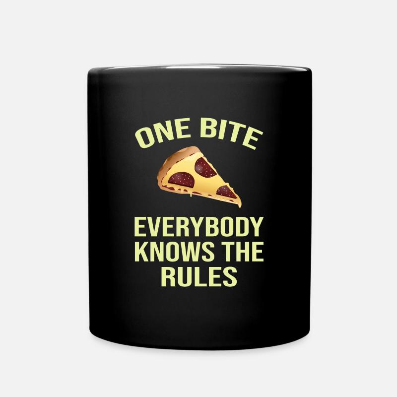 one bite pizza everybody knows the rules - Full Colour Mug - black