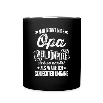 Großvater Opa = Komplize? Geschenk - Tasse einfarbig - Schwarz - Vorne