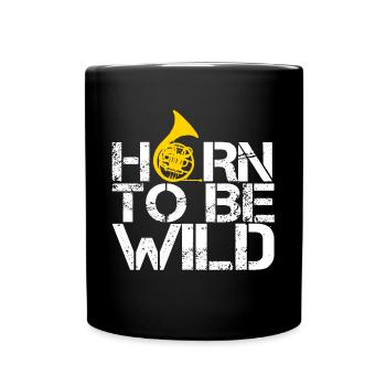 Horn wind instrument musical instrument brass band - Full Colour Mug - black - Front