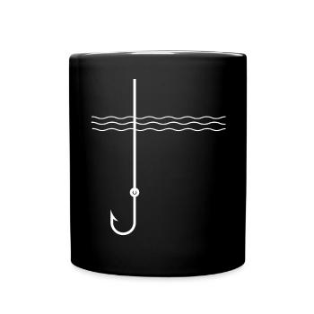 Angler T-shirt hook water cool modern nautilus - Full Colour Mug - black - Front