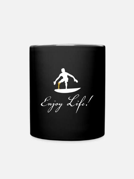 Surfer mit Prothese - Tasse einfarbig - Schwarz